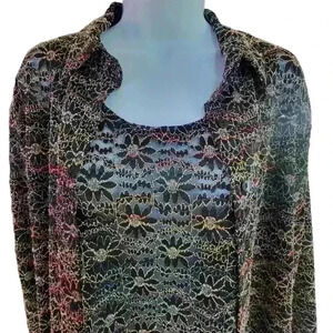 Chico's Design Women's Twin Set / Embroidered Metalic Floral / Size L & M